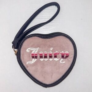 Juicy Couture Retro Vibe Heart Zip Around Dusty Blush/Chocolate.